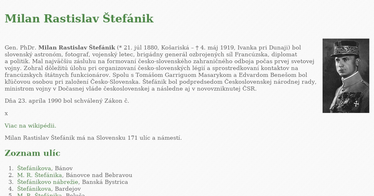 Milan Rastislav Štefánik - ε epsilon